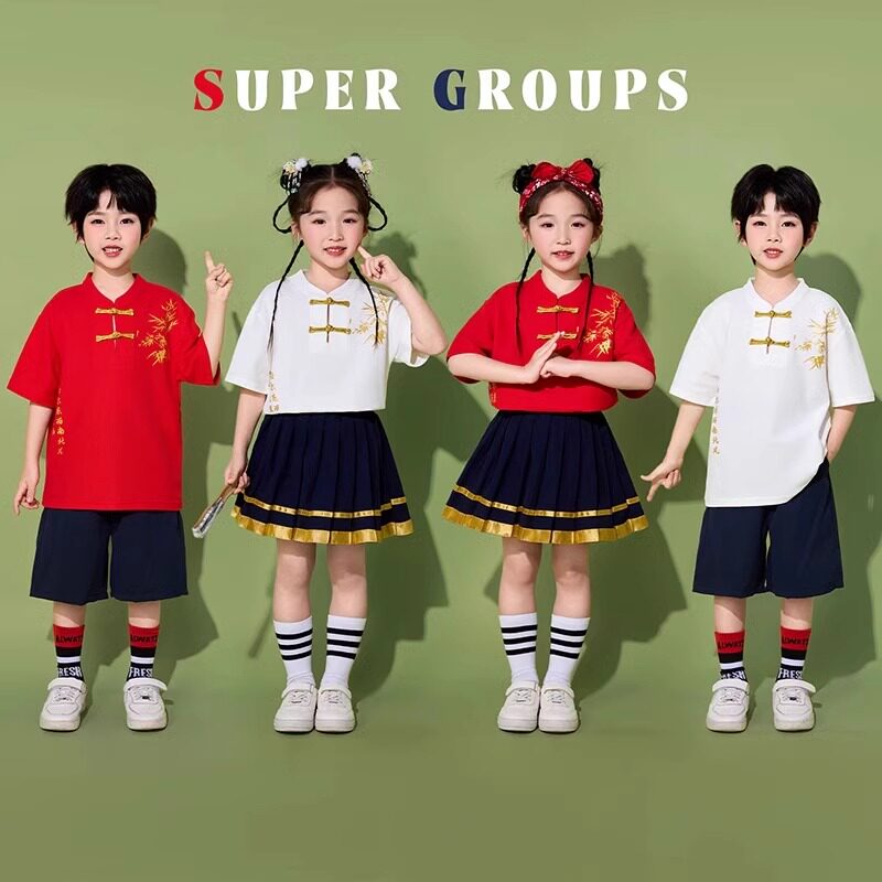 六一儿童节表演幼儿园朗诵小学生园服夏季中国演出服合唱中式唐装
