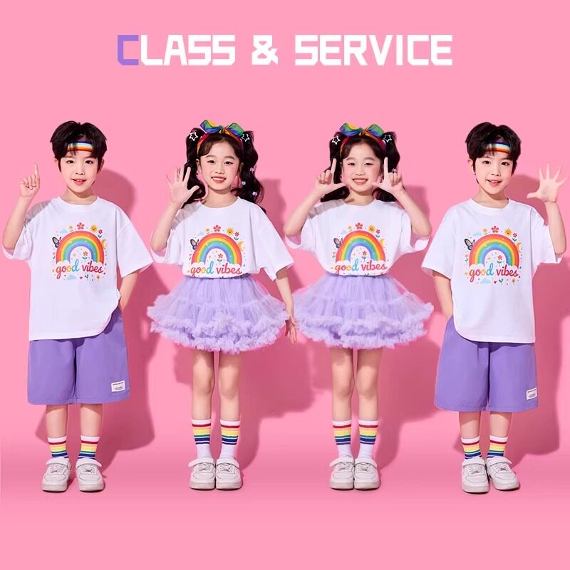 六一儿童啦啦队演出服小学生班服表演服幼儿园拉拉操纱裙跳舞比赛