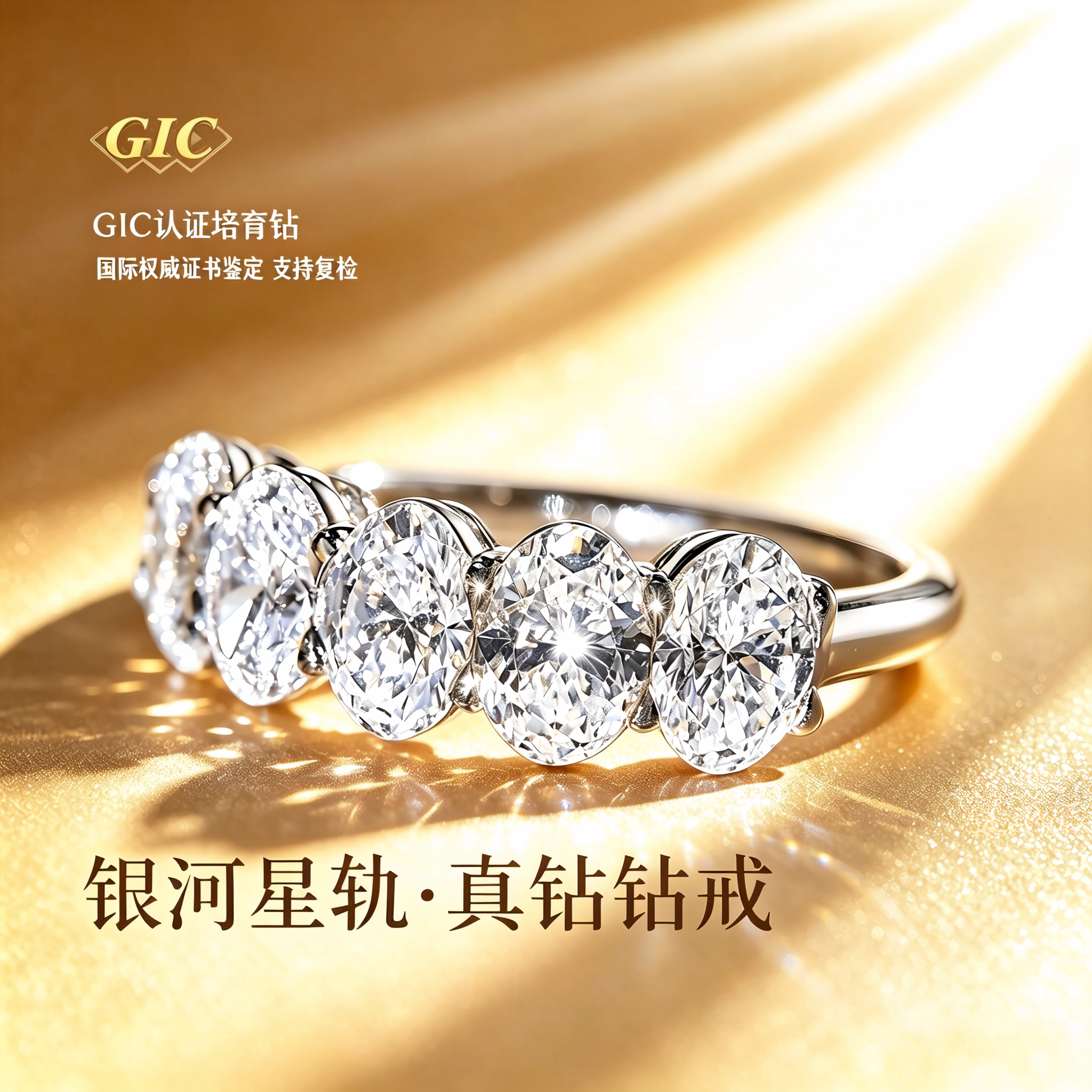 永传承星轨铂金培育钻戒七夕礼物