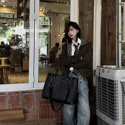 情侣夹克上衣美式复古美拉德风春秋新款假两件超酷外套上衣时尚潮