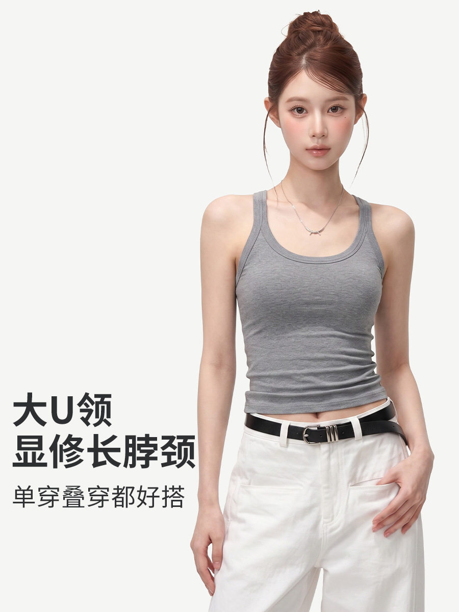 纯欲风辣妹性感吊带背心女内搭外穿修身显瘦带胸垫打底无袖上衣潮