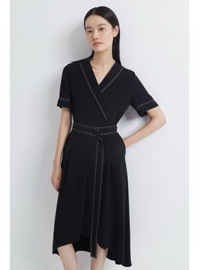 INSUN 日本进口醋酸面料64.0%三醋酯纤维对襟设计连衣裙