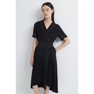 INSUN 日本进口醋酸面料64.0%三醋酯纤维对襟设计连衣裙