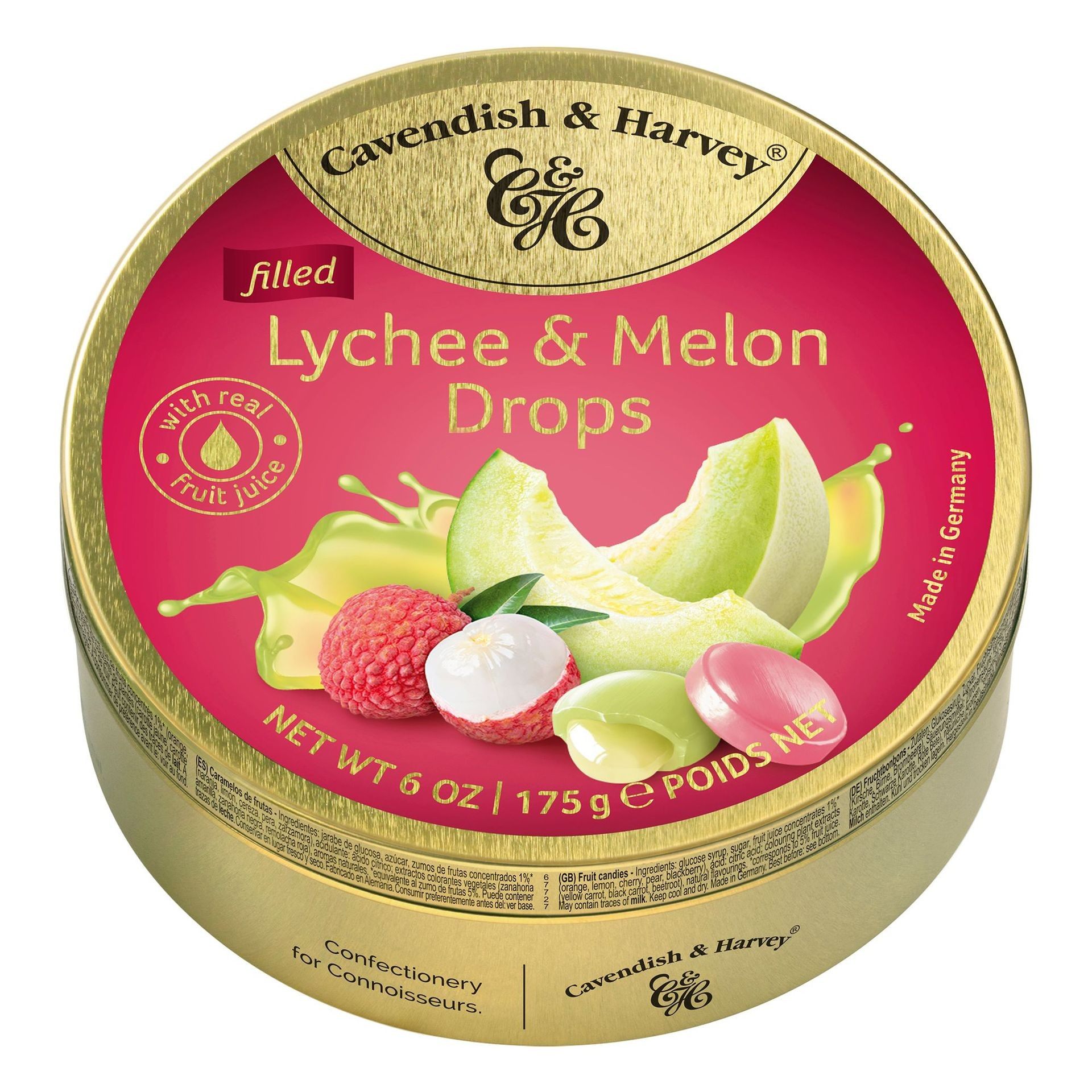 德国进口嘉云糖 荔枝蜜瓜味夹心硬糖 果零食 心情薄荷 网红爆款