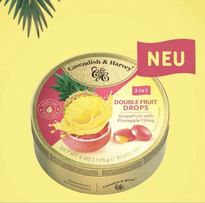 德国进口嘉云糖 菠萝夹心葡萄柚 水果糖 硬糖果零食 心情网红爆款