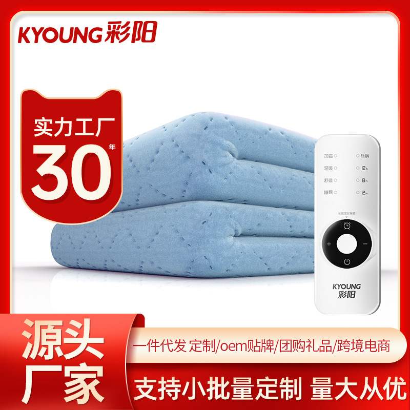彩阳电热毯单人毯发热垫安全家用电加热垫双人电褥子床上工厂图片