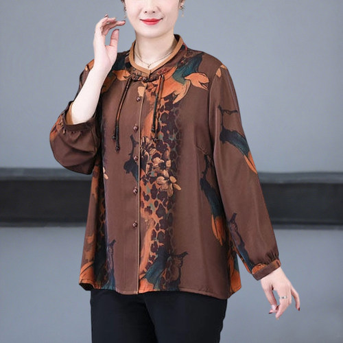 中老年女装加肥加大码春夏装衬衫