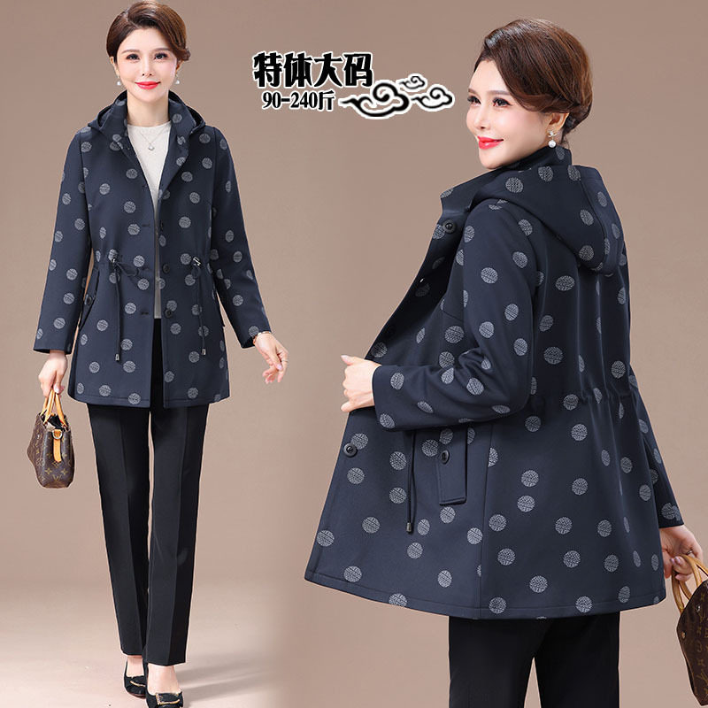 特体加肥加大女装上衣胖MM妈妈秋装新款外套中长款风衣200斤洋气