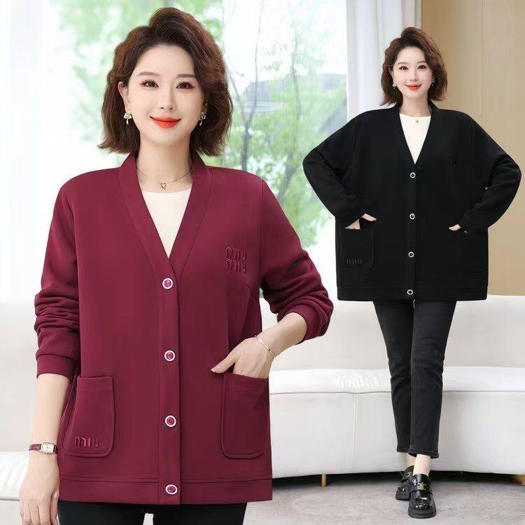 中老年时尚女装春秋外套妈妈装宽松加肥加大码洋气200斤奶奶上衣