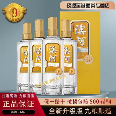 甘肃名酒滨河九粮液6年整箱白酒