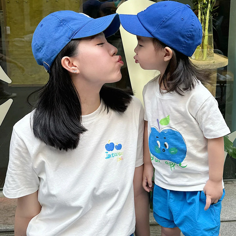 网红炸街亲子装一家三口夏装2026新款母子母女装纯棉短袖T恤套装