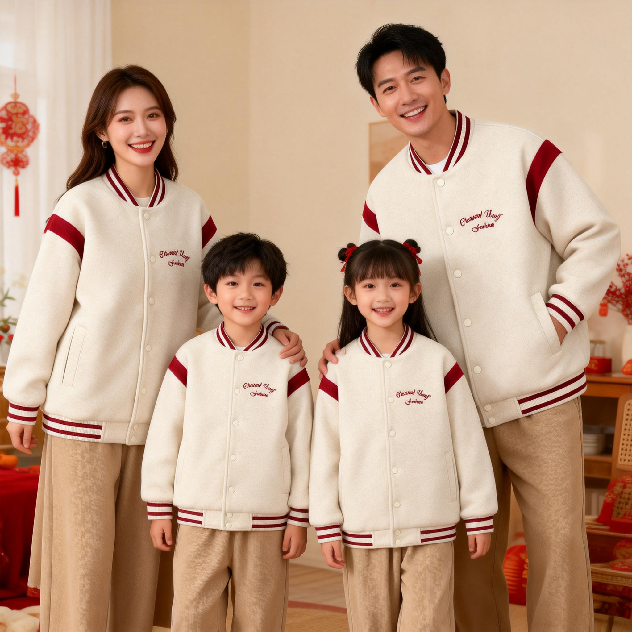马年亲子装棒球服外套2026新款春装一家三口四口母子母女全家福