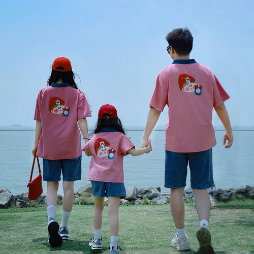亲子装夏季一家三口四口POLO衫