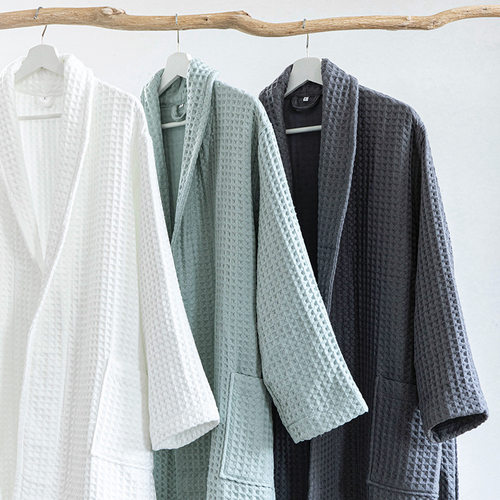 cotton waffle bathrobe, bathrobe, pajamas,couple's home wear
