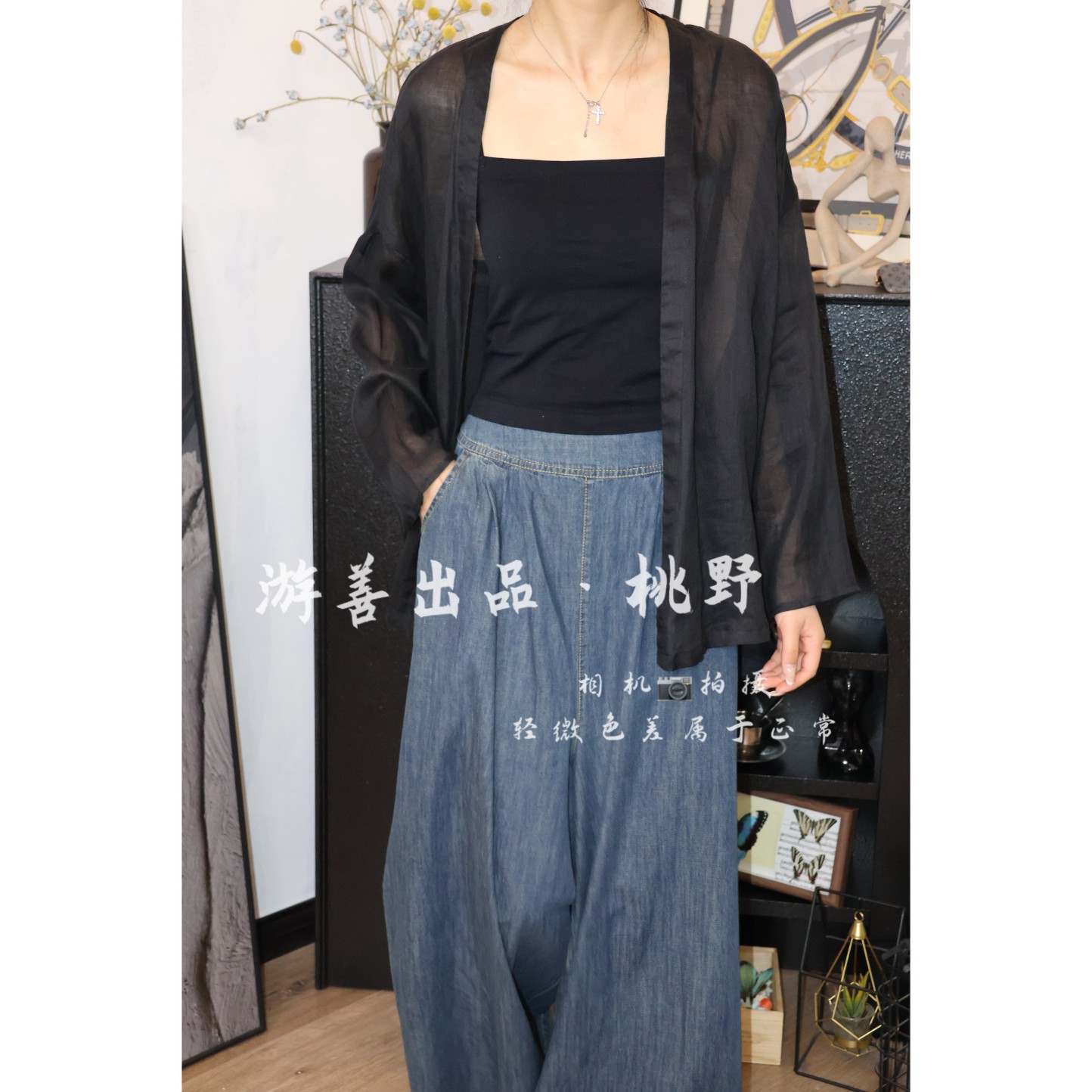 26年新款女苎麻无扣宽松慵懒设计师中长款大码外披衣长70胸围158