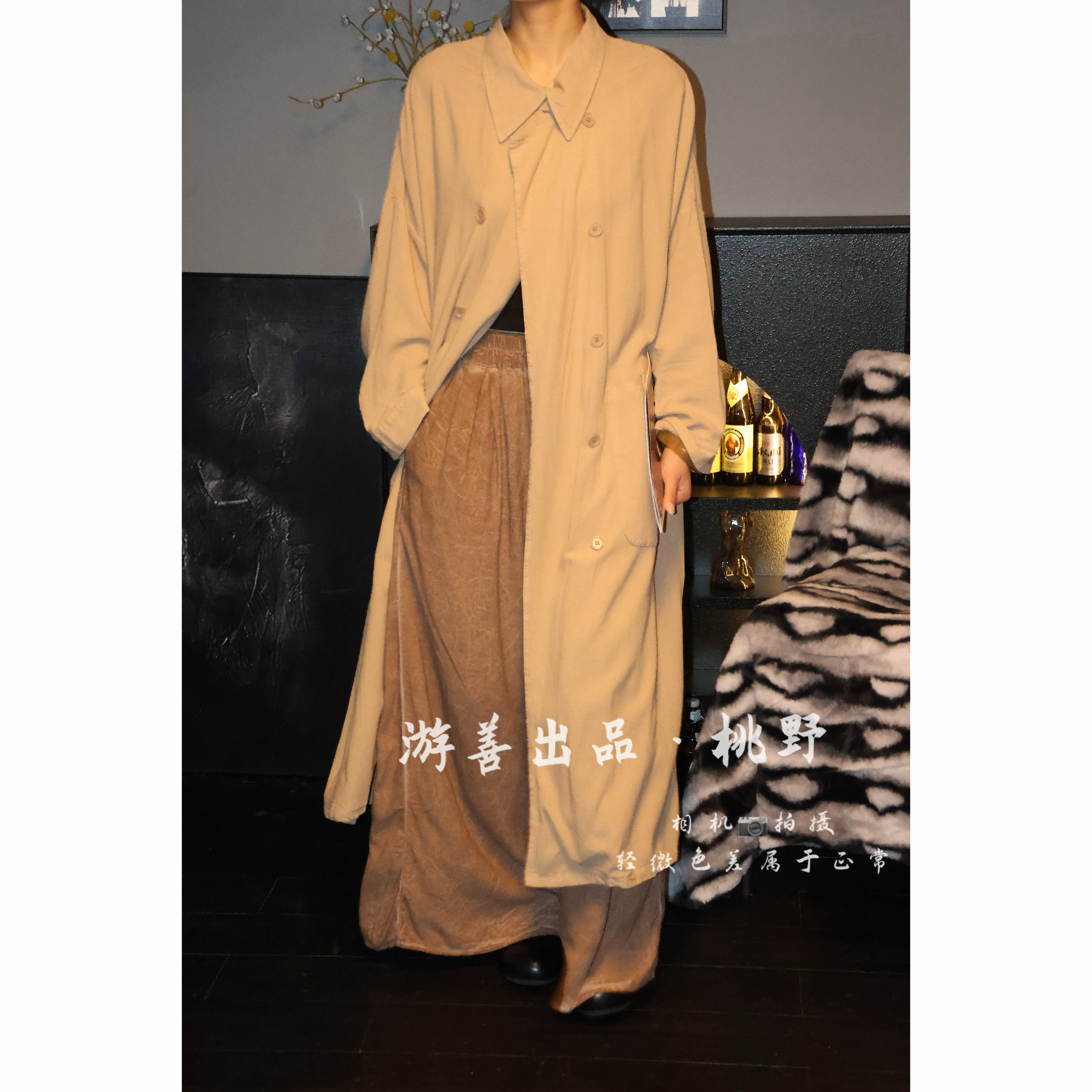 26年女秋装新款亚麻风衣设计师显瘦宽松外套长款  长124胸160