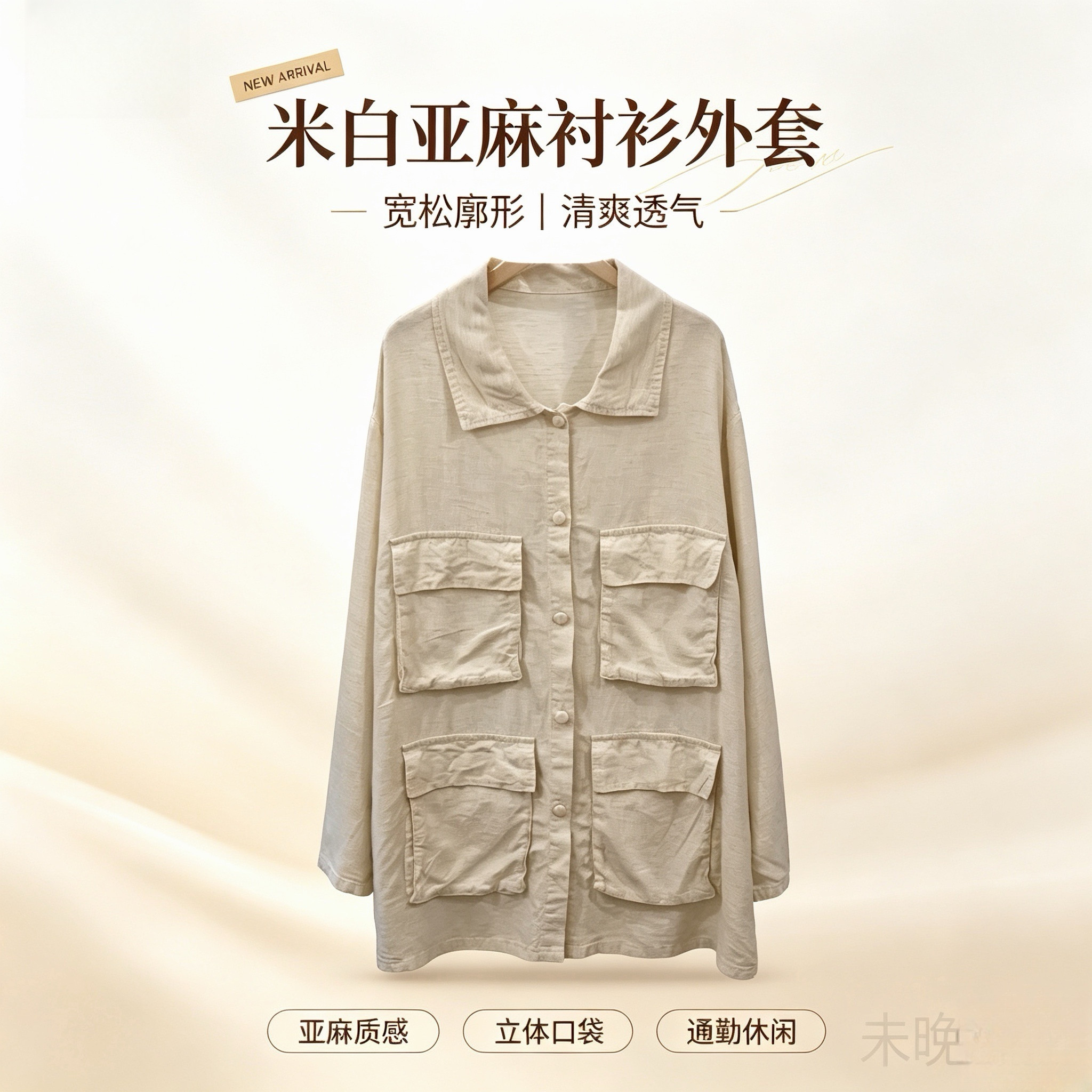【未晚】工装风亚麻外套立体口袋百搭显瘦春秋款外套