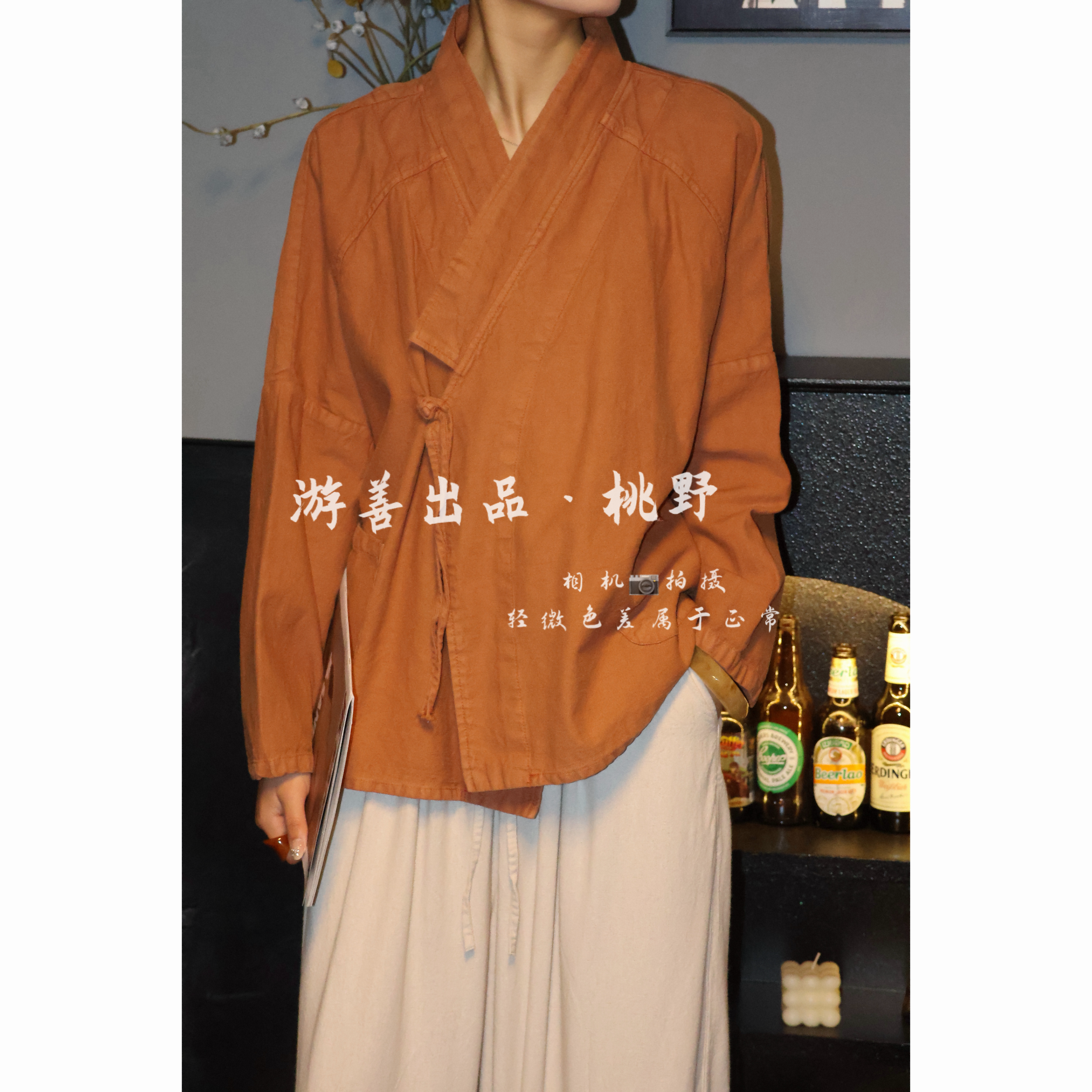 26年新款春装外套原创设计师亚麻茶服开衫极简上衣  长68胸140 sx