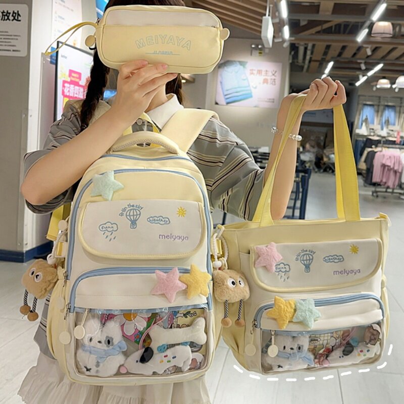 多巴胺书包初中女生透明痛包高颜值可爱轻便小学生高中生双肩包女