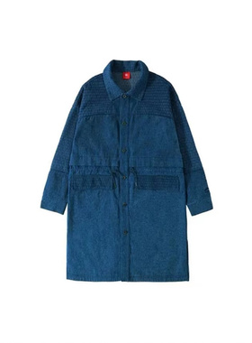 李宁韦德系列水洗牛仔翻领中长款蓝色男款AJDR451