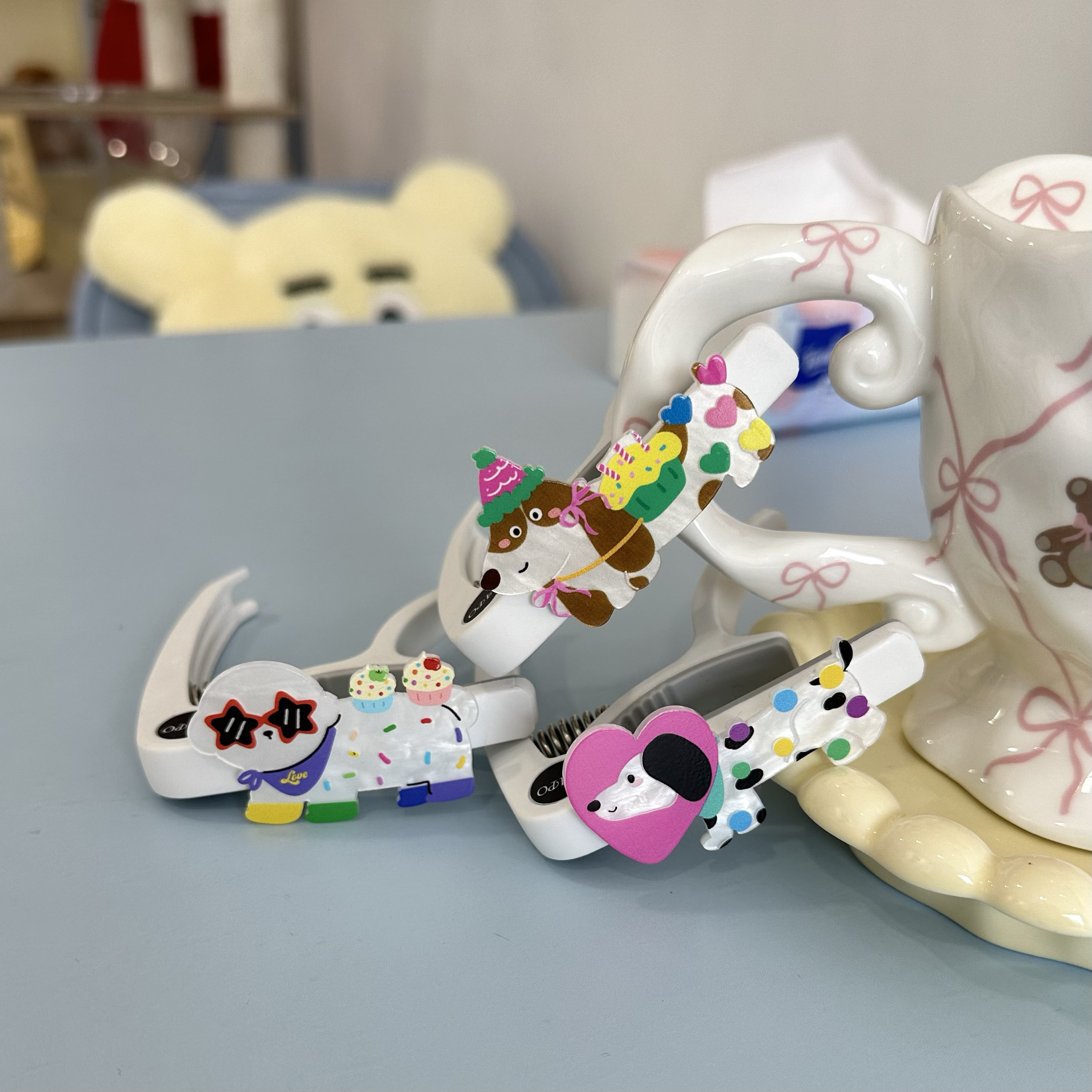 微笑时光自制可爱卡通星星眼蛋糕小狗民谣吉他尤克里里通用变调夹