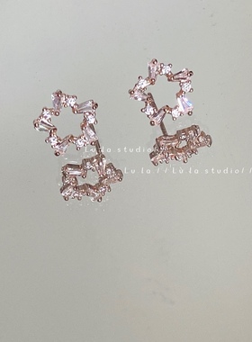 Lula.studio | 925银针微镶锆石星星耳钉镀14K耳钉ins甜美耳饰