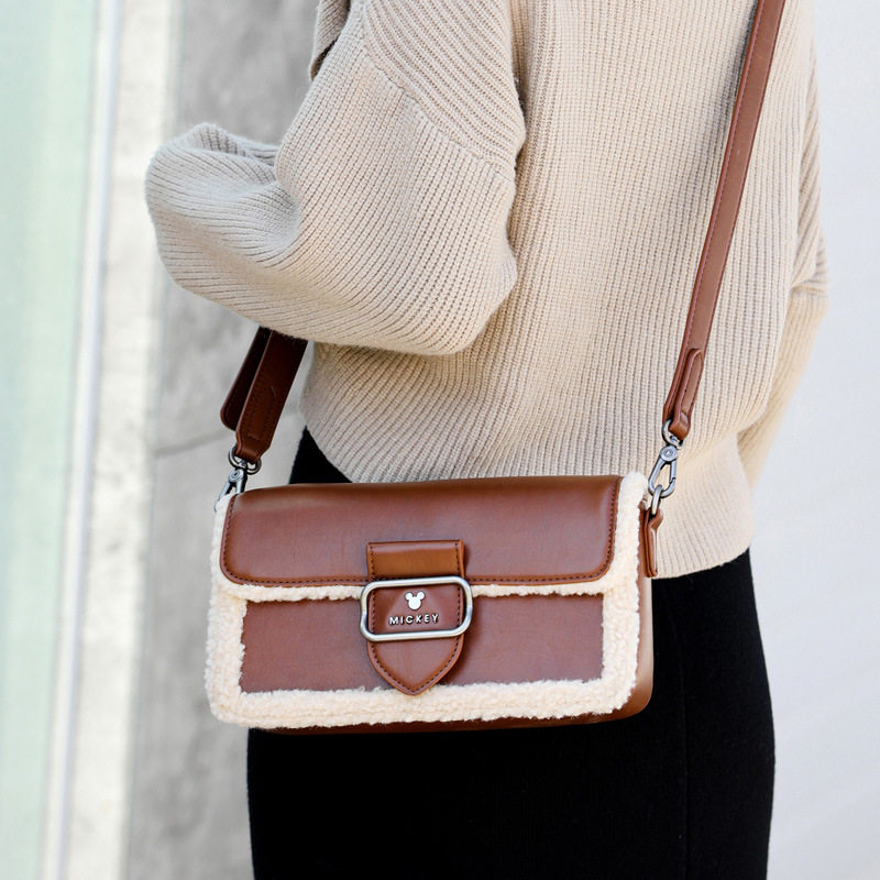 迪士尼时尚小方形腋挎包包 少女皮质包 米奇斜挎包女士百搭单肩包
