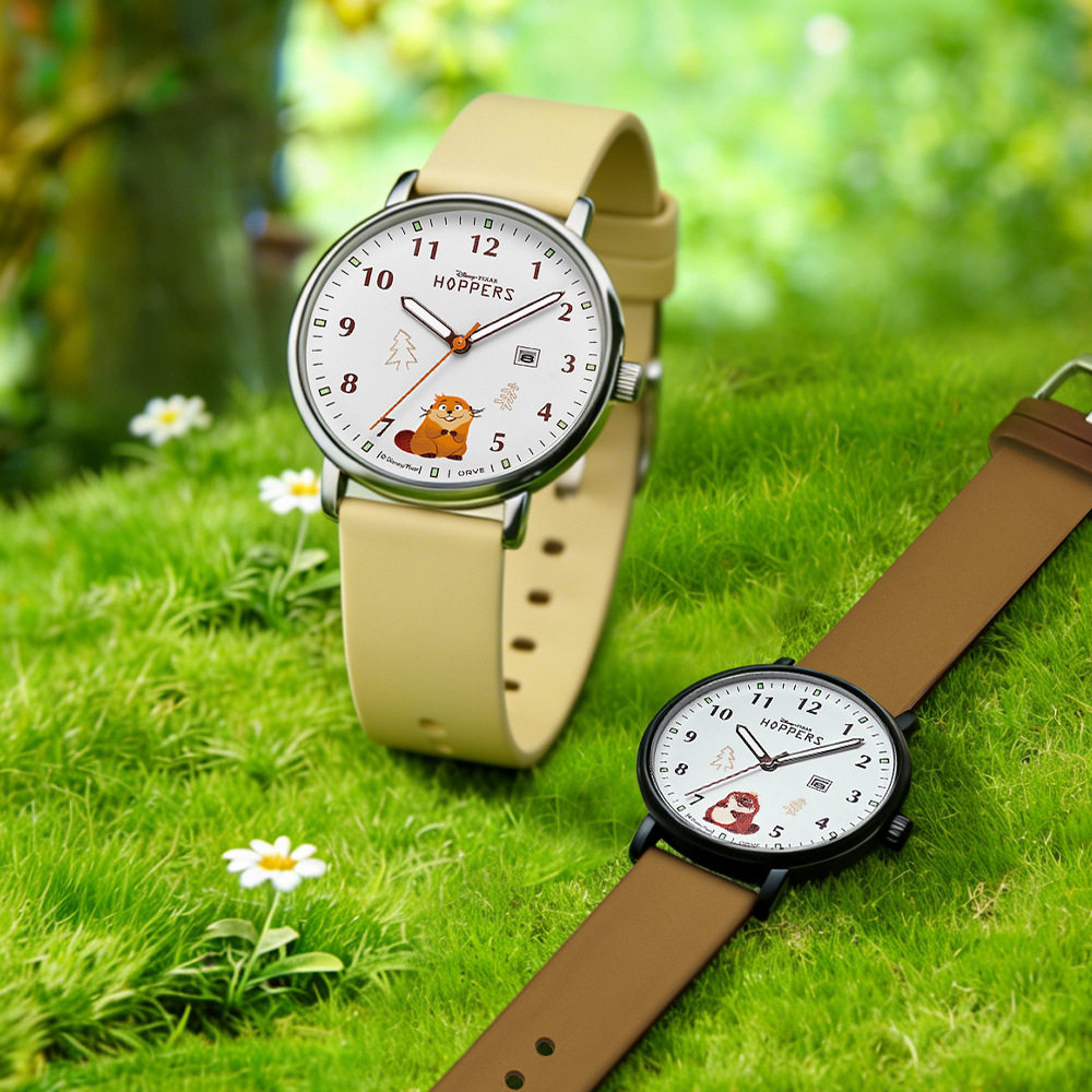 迪士尼硅胶表带儿童电子手表 河狸变身计划表学生日历夜光石英表