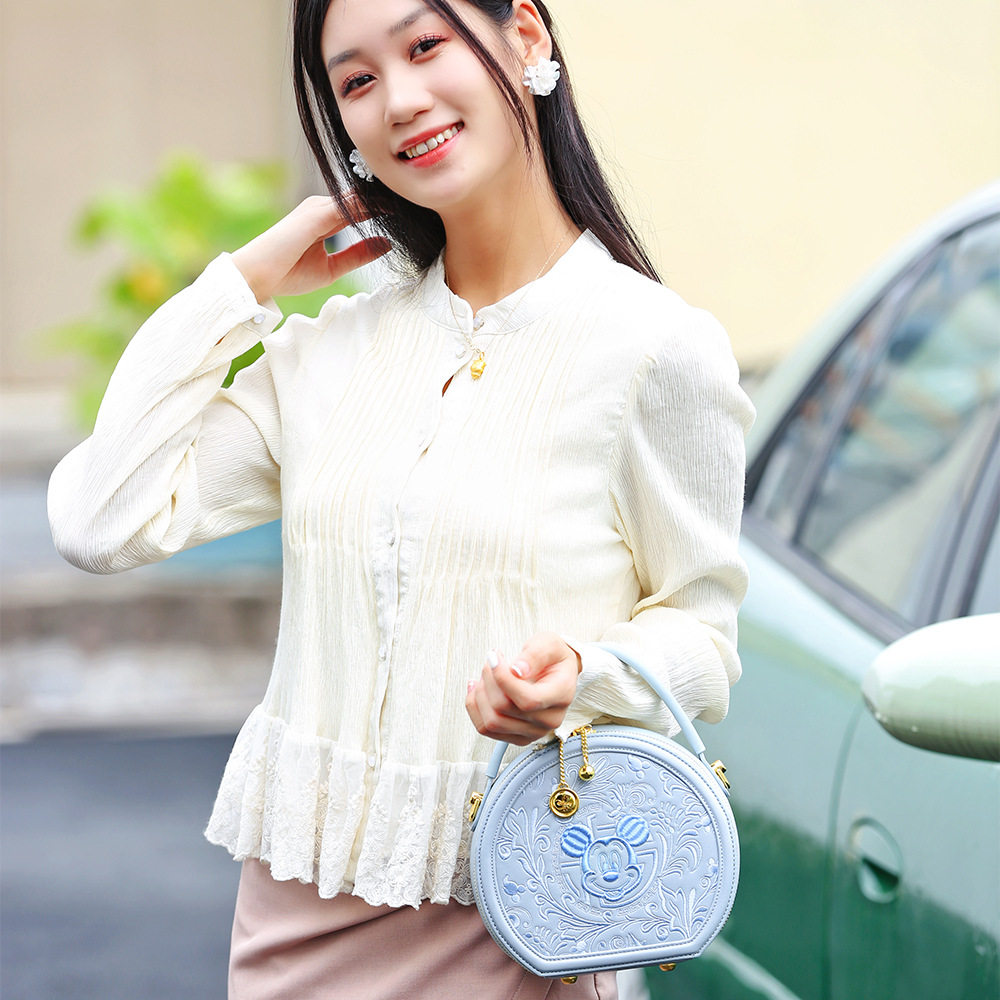 Disney时尚小包 新款迪士尼米奇圆形艺术花纹女士肩包学生少女包