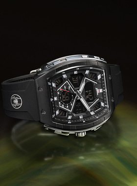 漫威男士多功能双显式手表大表盘酒桶形炫酷士夜光防水闹钟石英表