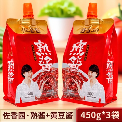 佐香园熟酱东北大酱450g5袋黄豆酱即食调味酱拌面蘑菇酱下饭蘸酱