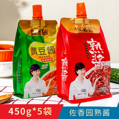 熟酱佐香园东北大酱450g*5袋即食黄豆酱调味豆酱拌面拌饭大葱蘸酱