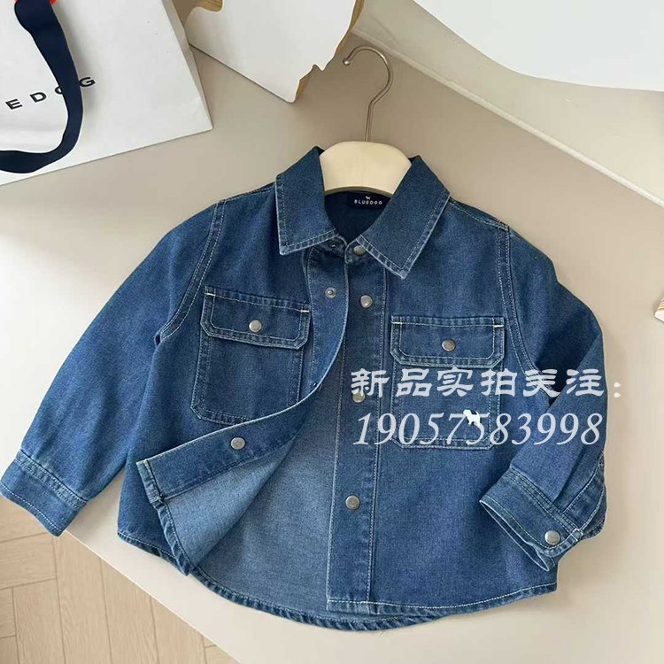 25韩版春秋儿童牛仔衬衫 男女宝时尚百搭薄外套