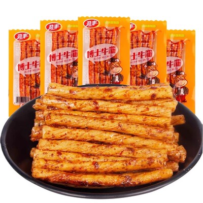 劲丰博士牛筋休闲零食辣条批发价网红童年小包装豆筋辣条