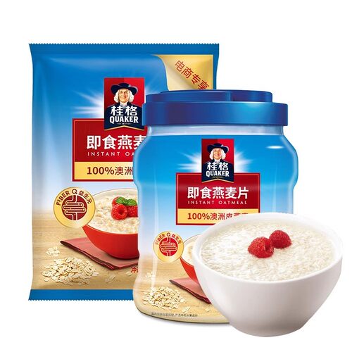 桂格即食燕麦片1000g袋罐装免煮健康营养谷物宿舍