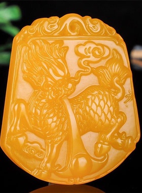 天然玉麒麟吊坠项链