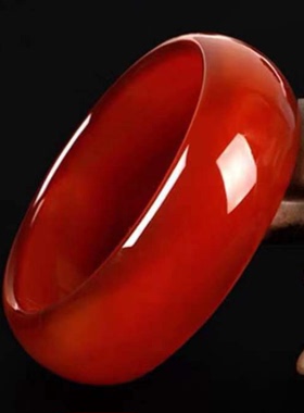 红色加厚手镯玉镯子款加宽纯花纹玉髓发玛瑙天然橘红色轮胎多样性