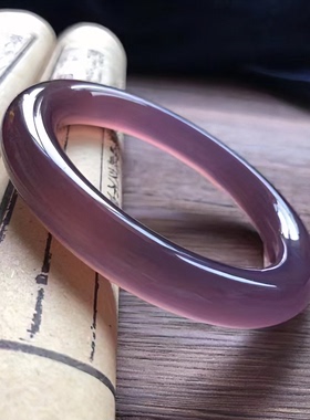 少女高圆条紫色玛瑙冰透精美手镯玉石玉髓时尚女手镯时尚紫罗兰色