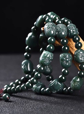 项链项链老型十八罗汉天然复检玉玉珠宝可项链男雕刻男款和田玉青