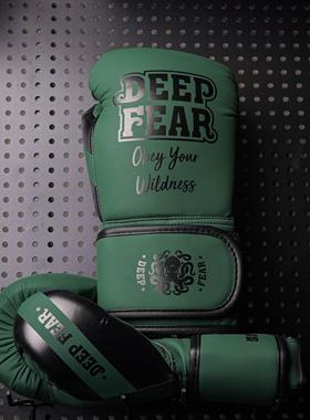 DF墨绿色拳套成人男女拳击训练手套泰拳散打搏击拳套哑光色拳套