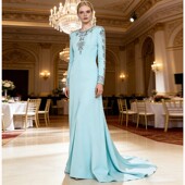 2026春新款 显瘦气质重工钉珠镶钻小拖尾长裙主持人晚礼服 明星修身