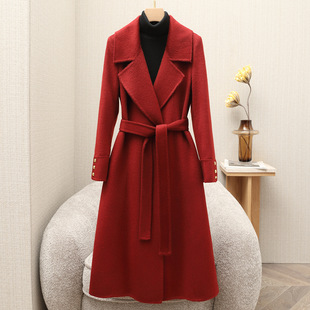 双面羊绒大衣女2025秋冬新款赫本风收腰修身显瘦高级感羊毛呢外套