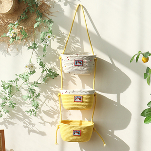 挂墙收纳篮挂筐宿舍房间置物架神器壁挂袋棉线编织墙挂式门后墙上