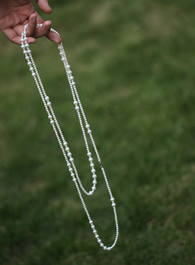 VA珠宝｜温和而柔软 精选天然淡水珍珠长款项链 毛衣链  双层佩戴