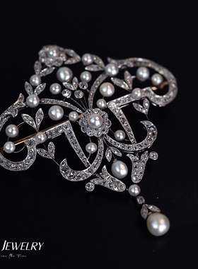 VA馆藏拍卖级古董瑰丽珠宝与钟表丨爱德华时期珍珠钻石项链胸针