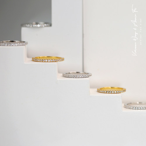 升级版满钻纯银白金尺寸可选戒指