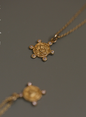 荷花莲花手工纯银项链爱心