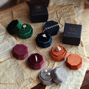 出口高级天鹅绒复古收纳首饰盒丨耳钉盒丨订婚求婚戒指盒丨古董款