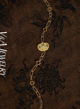 元宝足金花丝双面设计款手链