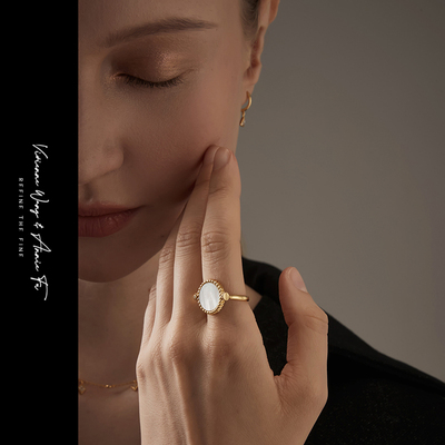 双面戒指黑玛瑙贝母翻转机关戒指